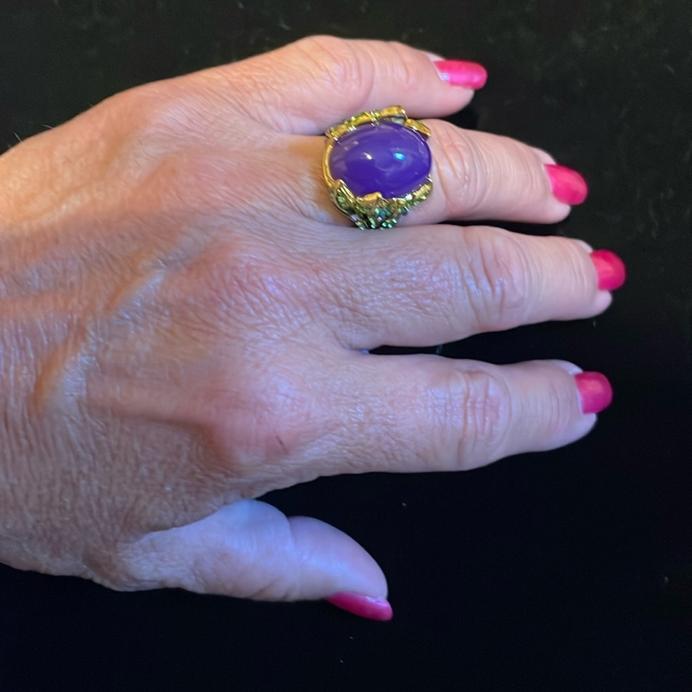 Gold Plated Sterling Silver Purple Statement Ring
